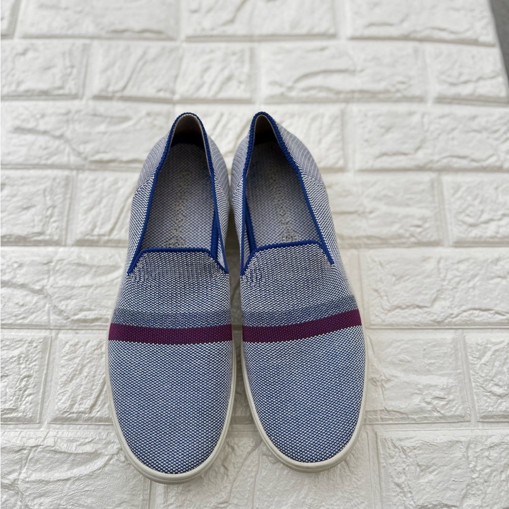 Rothy's Slip On Sneakers Reflective Stripe Sneaker Light Blue Size 10 - Picture 2 of 9